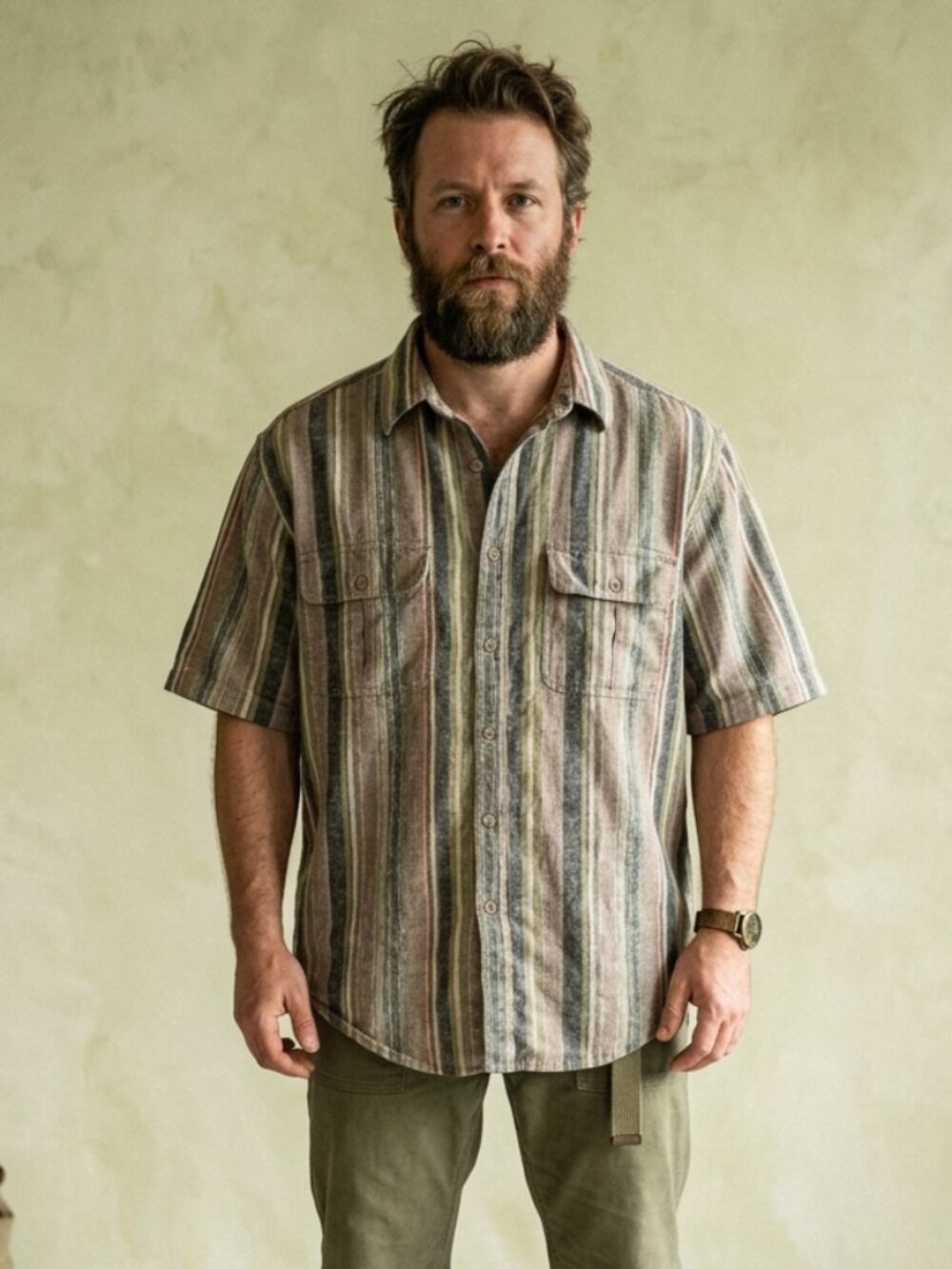 The Australian Outback Collection Men's M Vintage Striped Hemp Cotton Shirt